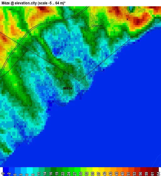 Mèze elevation map