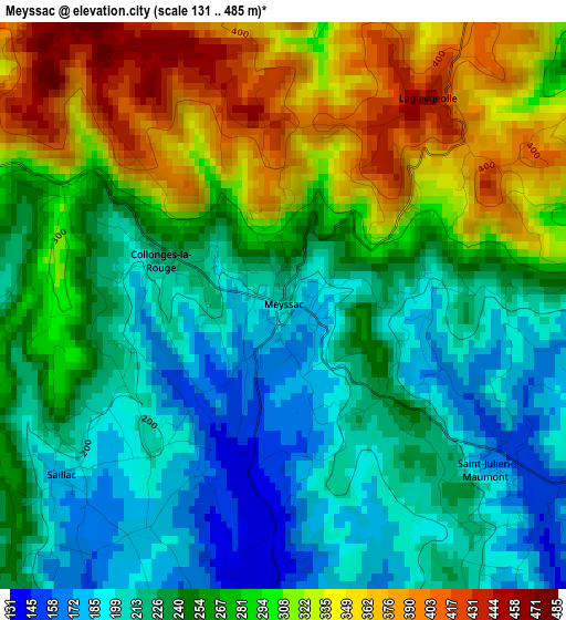 Meyssac elevation map