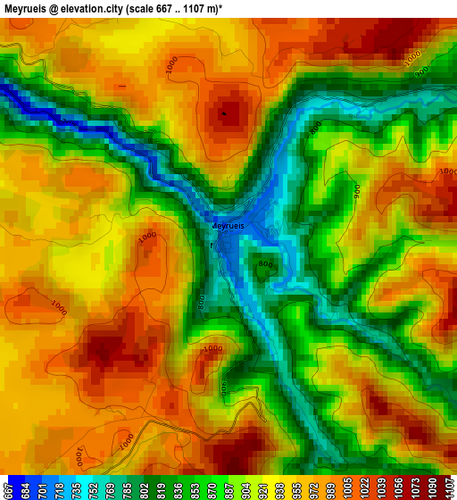 Meyrueis elevation map