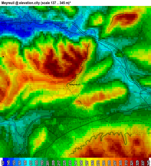 Meyreuil elevation map