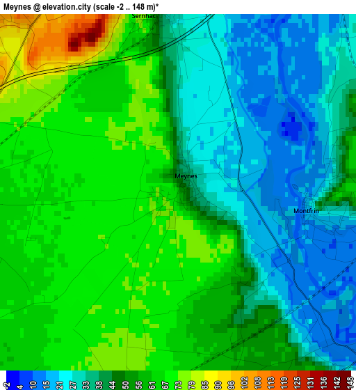 Meynes elevation map