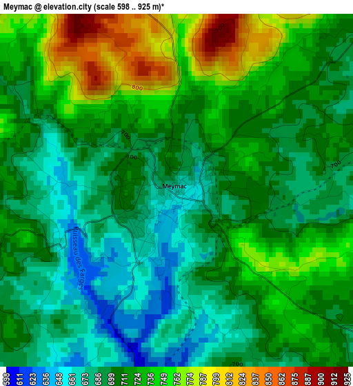 Meymac elevation map