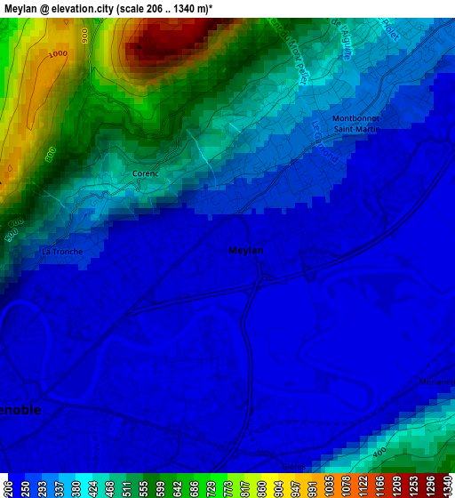 Meylan elevation map