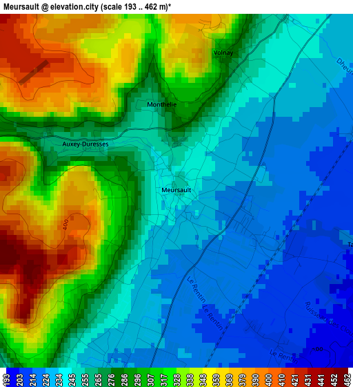 Meursault elevation map