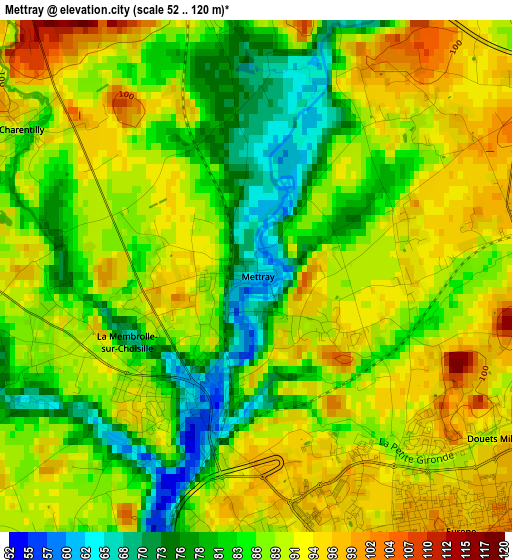 Mettray elevation map