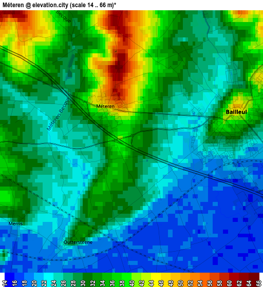 Méteren elevation map