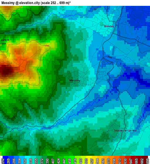 Messimy elevation map