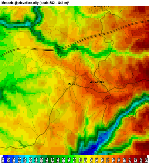 Messeix elevation map