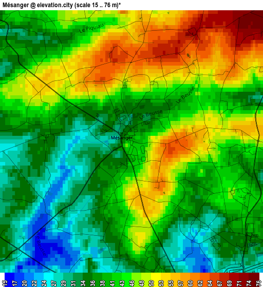 Mésanger elevation map
