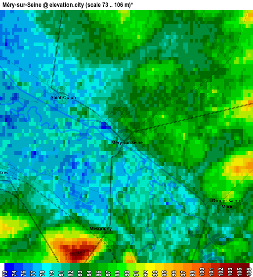 Méry-sur-Seine elevation map