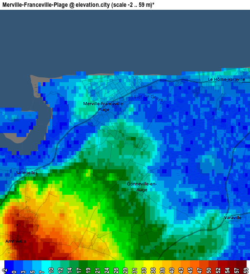 Merville-Franceville-Plage elevation map