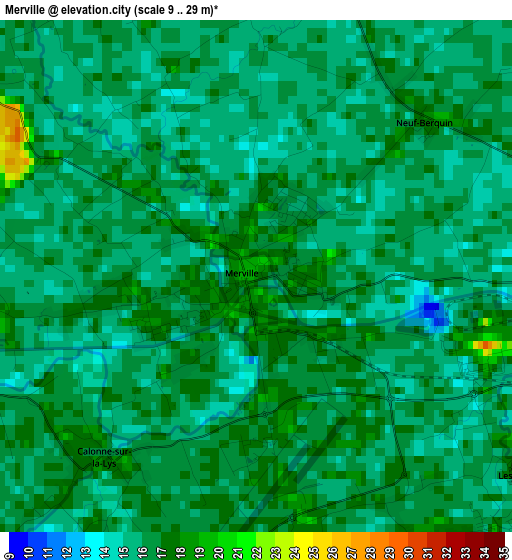 Merville elevation map