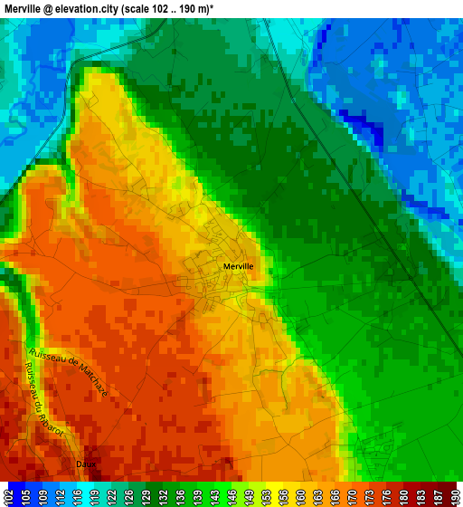 Merville elevation map