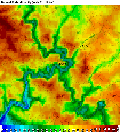 Mervent elevation map