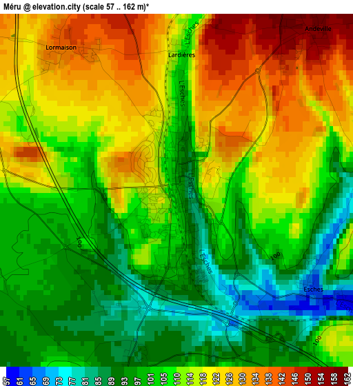 Méru elevation map