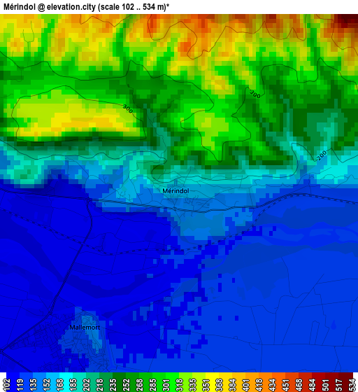 Mérindol elevation map