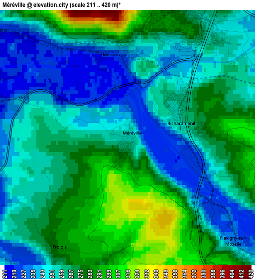 Méréville elevation map