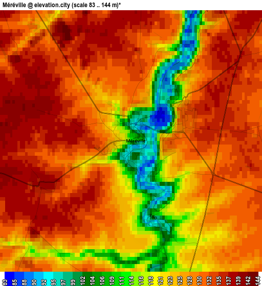 Méréville elevation map