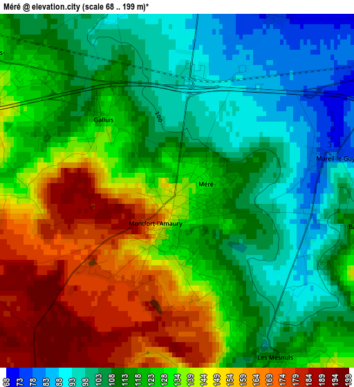 Méré elevation map