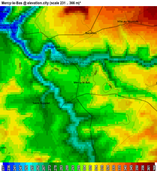 Mercy-le-Bas elevation map