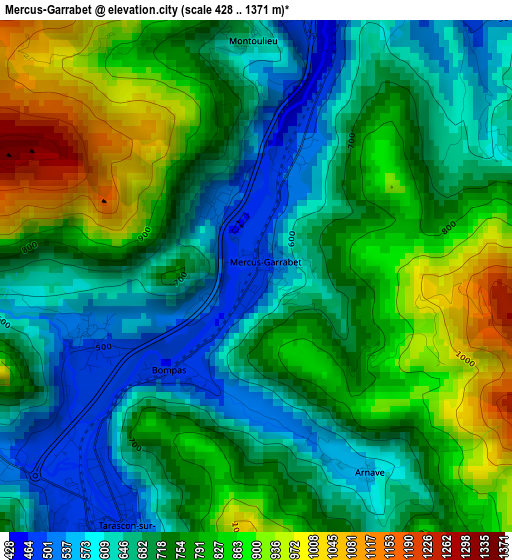 Mercus-Garrabet elevation map