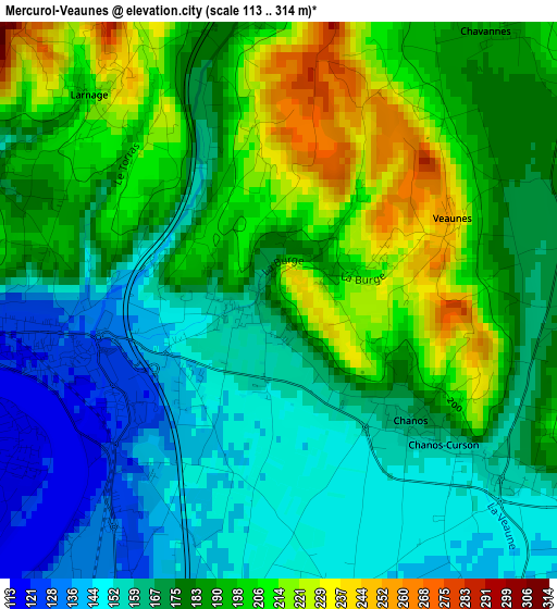 Mercurol-Veaunes elevation map