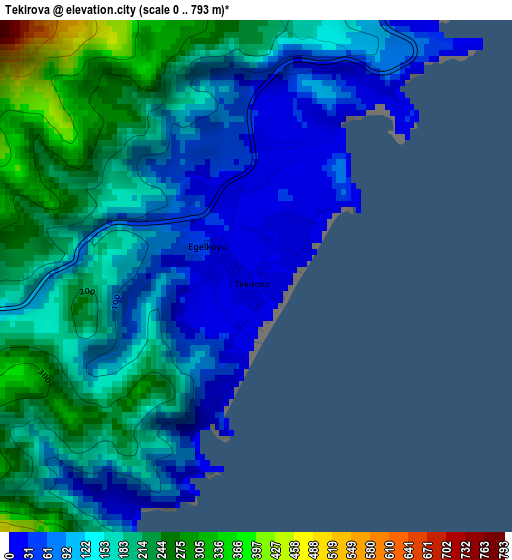 Tekirova elevation map