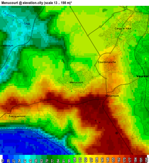 Menucourt elevation map