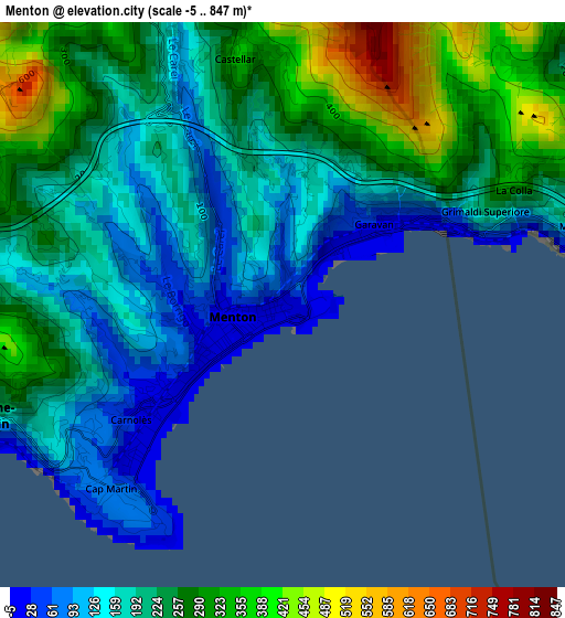 Menton elevation map