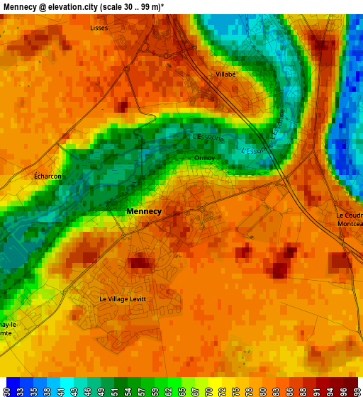 Mennecy elevation map