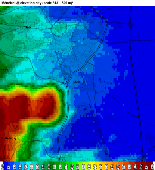 Ménétrol elevation map