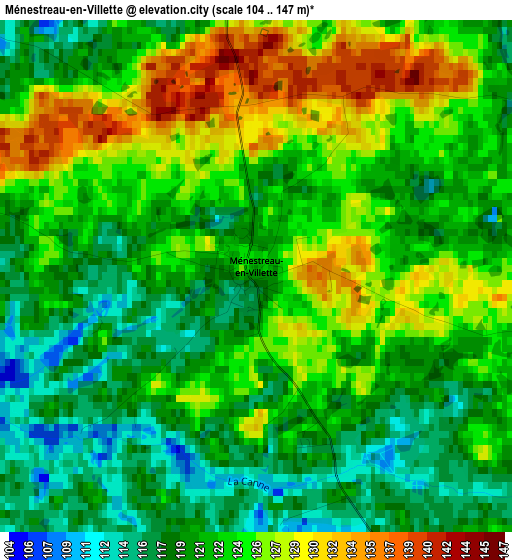 Ménestreau-en-Villette elevation map