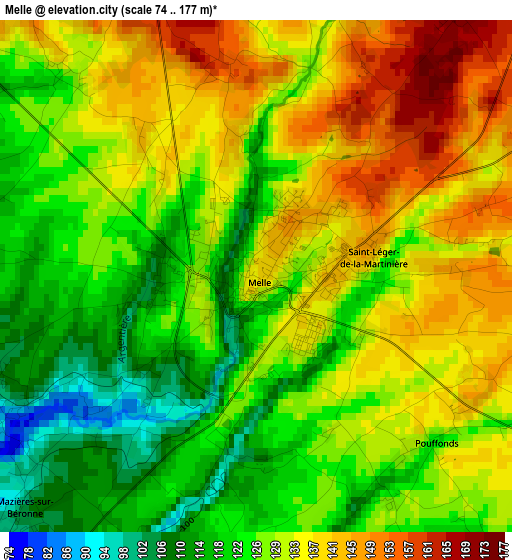 Melle elevation map