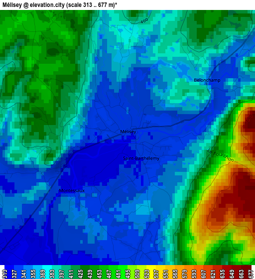 Mélisey elevation map