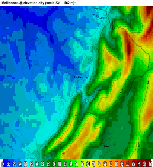 Meillonnas elevation map