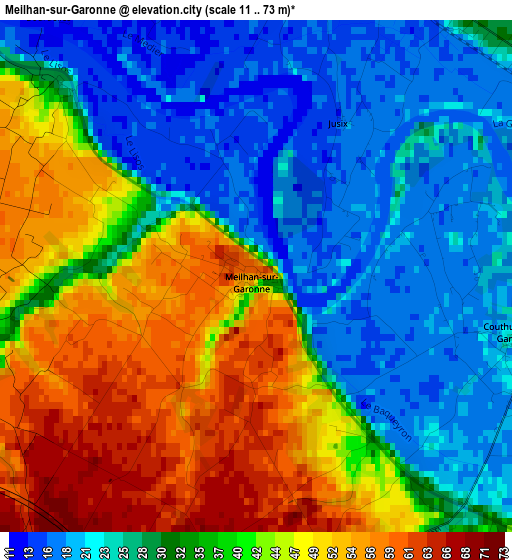 Meilhan-sur-Garonne elevation map