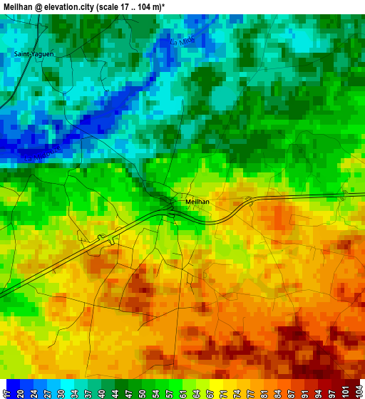 Meilhan elevation map