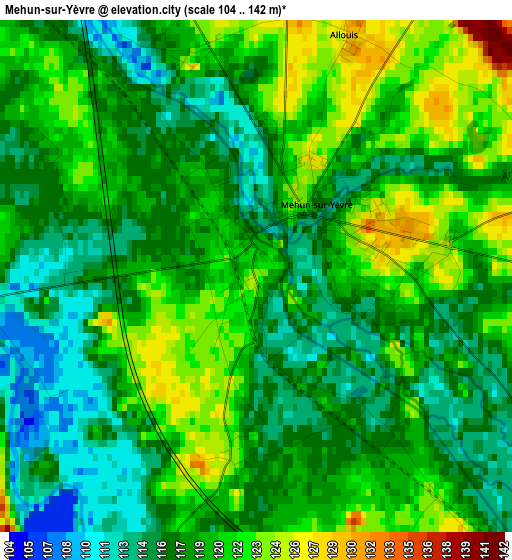 Mehun-sur-Yèvre elevation map