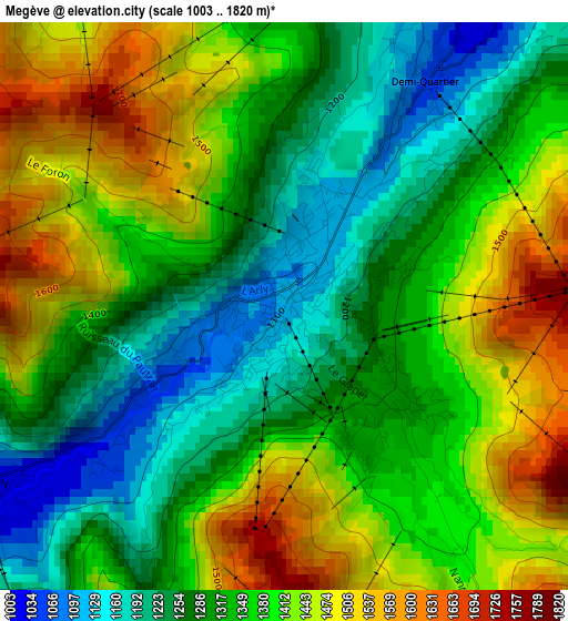 Megève elevation map