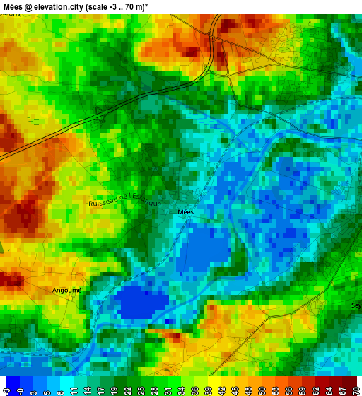 Mées elevation map