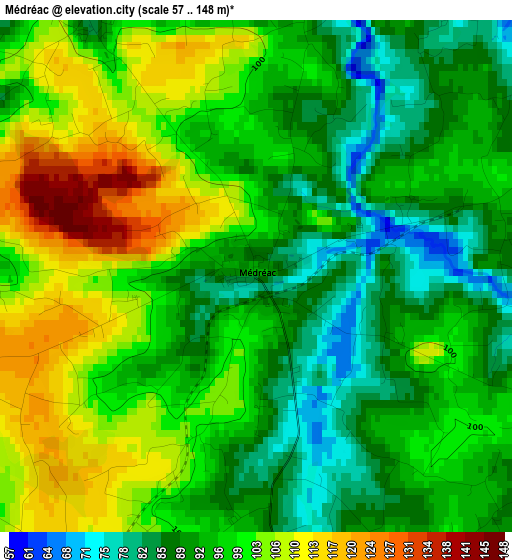 Médréac elevation map