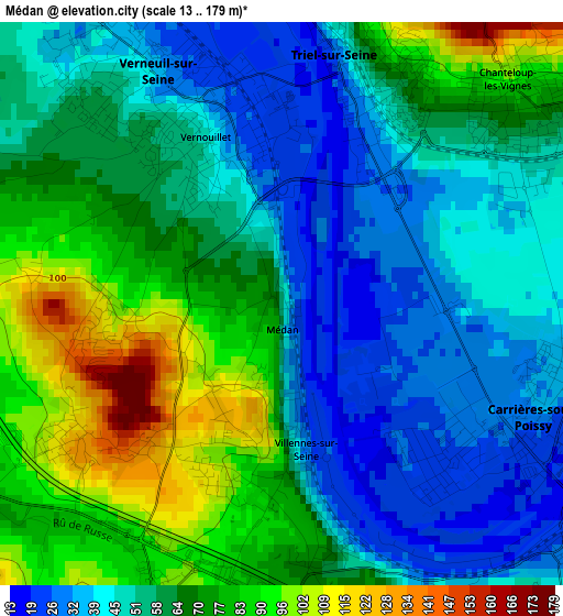 Médan elevation map