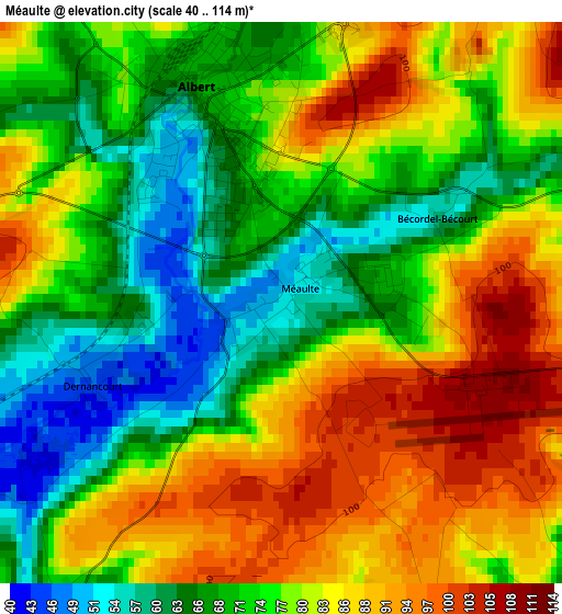 Méaulte elevation map