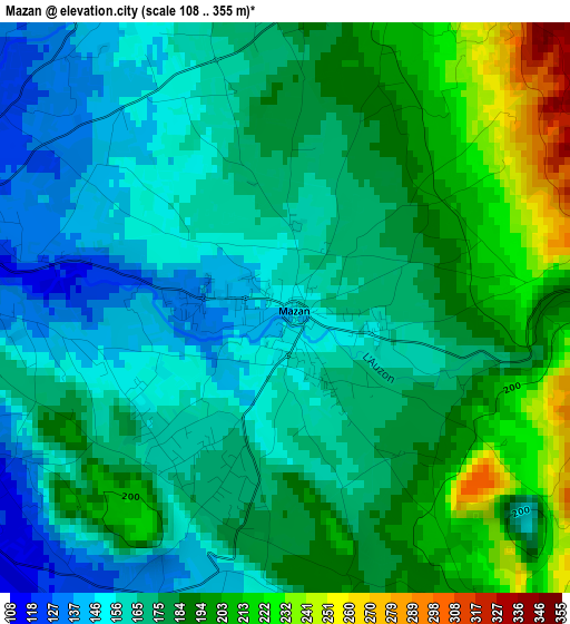 Mazan elevation map