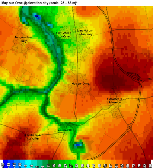 May-sur-Orne elevation map