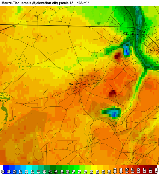 Mauzé-Thouarsais elevation map