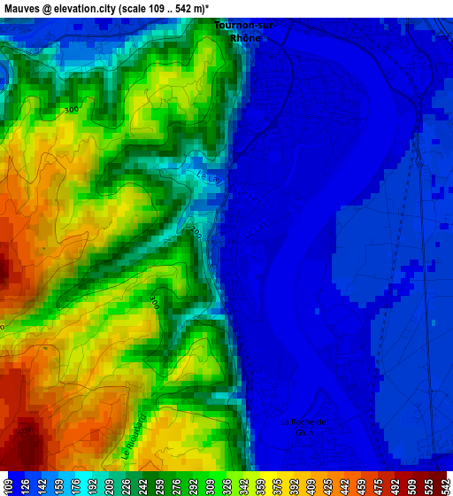 Mauves elevation map