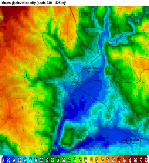 Maurs elevation map