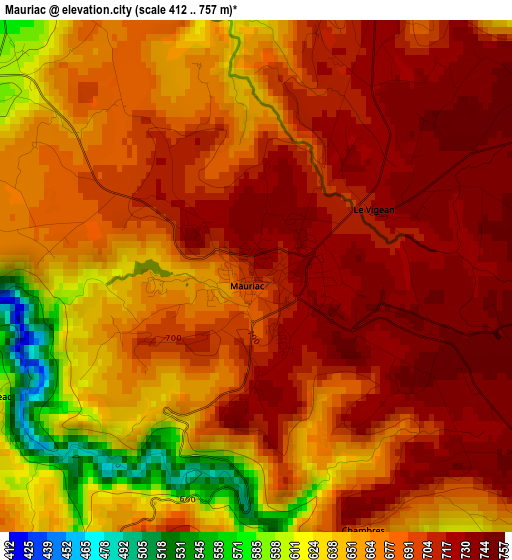 Mauriac elevation map