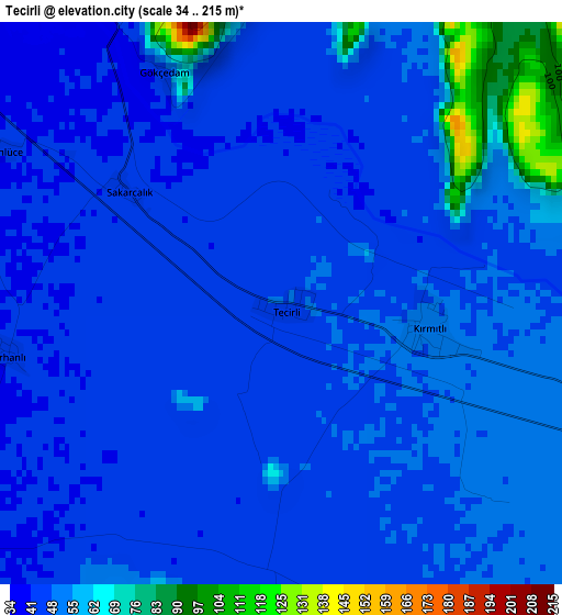 Tecirli elevation map